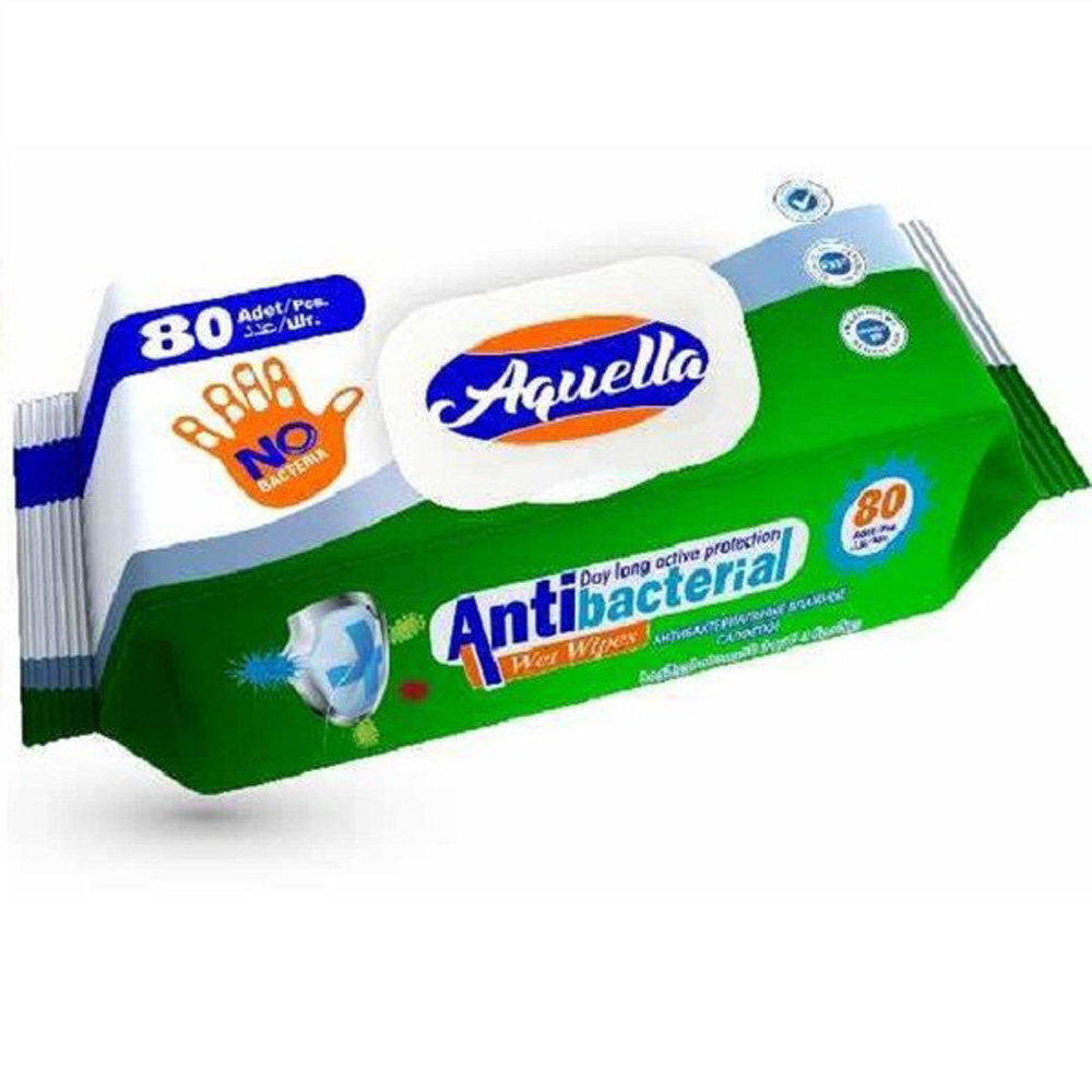 Aquella våtservett Antibacterial med lock, 80 stycken