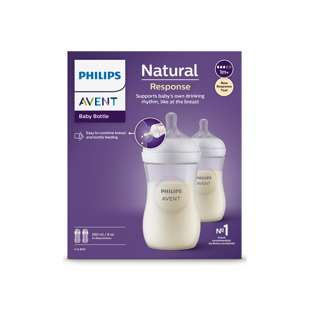 Philips AVENT nappflaskan Natural Response 260 ml 2 stycken