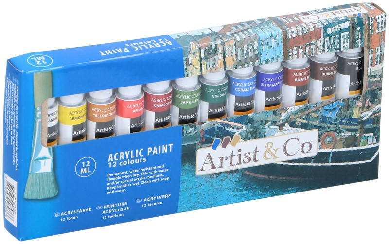 ARTIST&CO akrilfärgset med 12 färger x 12 ml