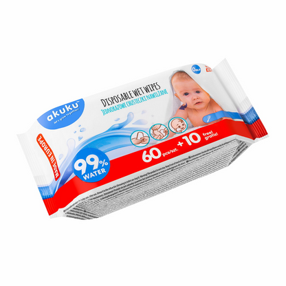 Akuku våtservett - 99% vatten, 70 stycken.